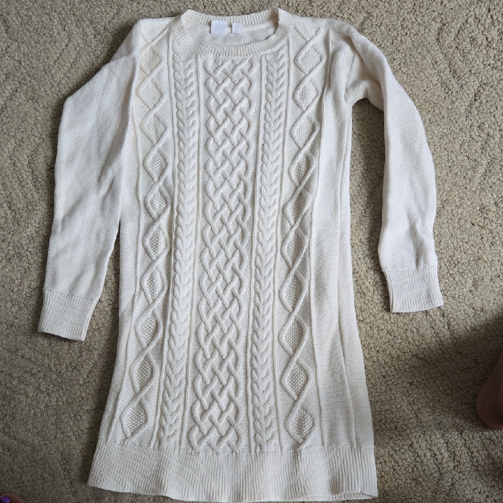 GAP Kids Ivory Cable Knit Tunic Sweater (L /Size 10/12)